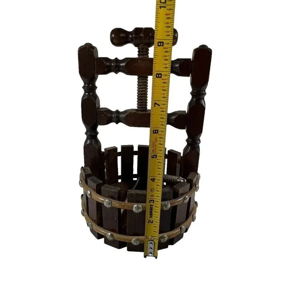 Wood Classic Wishing Well Nut Bowl Cracker Six Nut Chrome Retro Barware Vintage